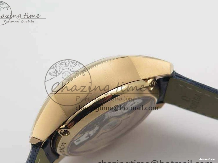 0128 QuickDry De Ville Chronograph RG OMF 1:1 Best Edition Blue Dial On Blue Leather Strap A 8107